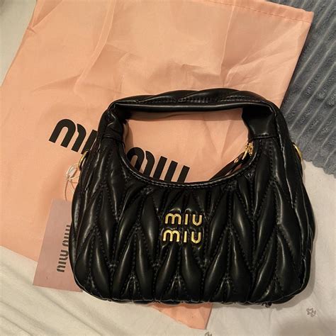 miu miu black purse gold chain